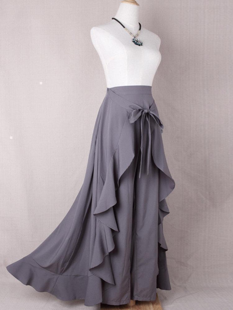 Elegant Flouncing Drawstring Dress Pants