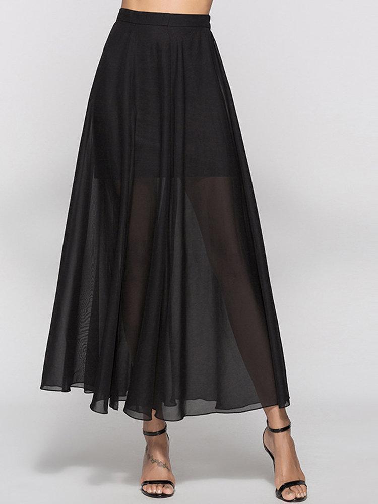 Chiffon Summer Knee-Length Pleated Skirts