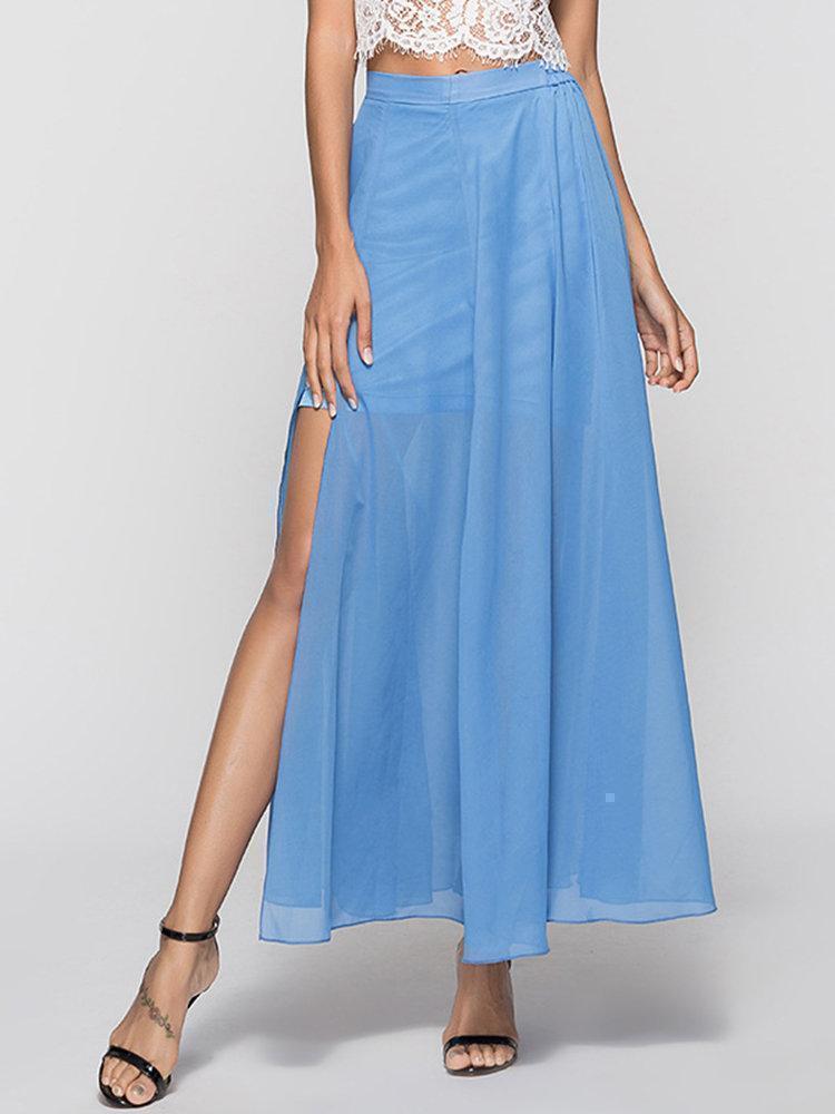 Chiffon Summer Knee-Length Pleated Skirts