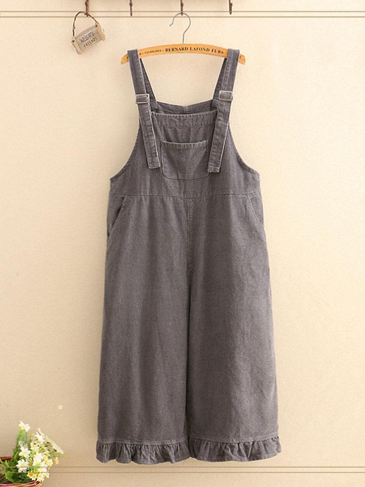 Straps Solid Color Stringy Selvedge Hem Jumpsuits